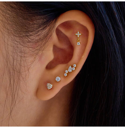  Ear Edit - Ohrstecker - Silber / 14kt GP - Zirkonia